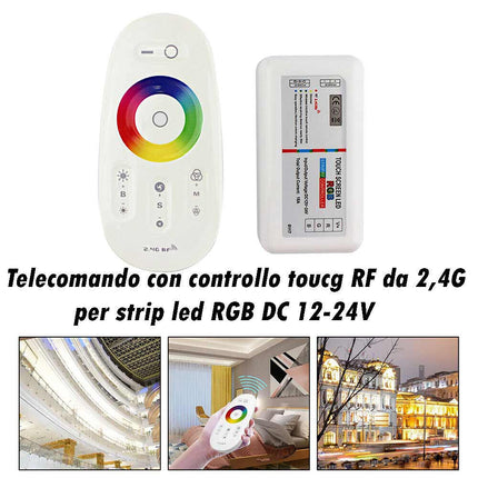 Centralina controller per strip led rgb 2.4 GHz RF wireless touch screen con telecomando rgb DC12/24V - enzoled