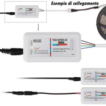 Centralina controller per strip led rgb 2.4 GHz RF wireless touch screen con telecomando rgb DC12/24V - enzoled