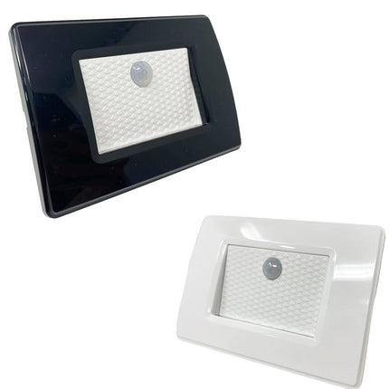 Faretto segnapassi con placca nera da muro con sensore di movimento pir 1,3 watt per cassetta 503 luce fredda 6500k calda 3000k naturale 4000k - enzoled