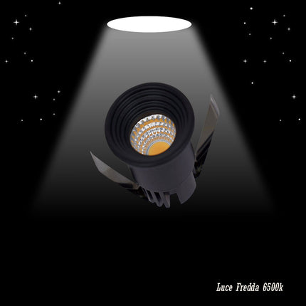 Faretto 1 led COB ad incasso 3 watt mini spot punto luce tondo nero luce bianca 6500k calda 3000k e naturale 4000k - enzoled