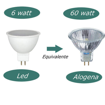 Faretto a led 6 watt gu5.3 lampada lampadina mr16 rispiamo energetico 12 volt faretti illuminazione casa ufficio negozio - enzoled