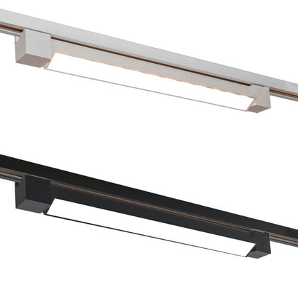 Faretto led lineare per binario track monofase barra 20 watt faro bianco o nero orientabile per cucina open space cct fredda 6500k calda 3000k naturale 4000k - enzoled