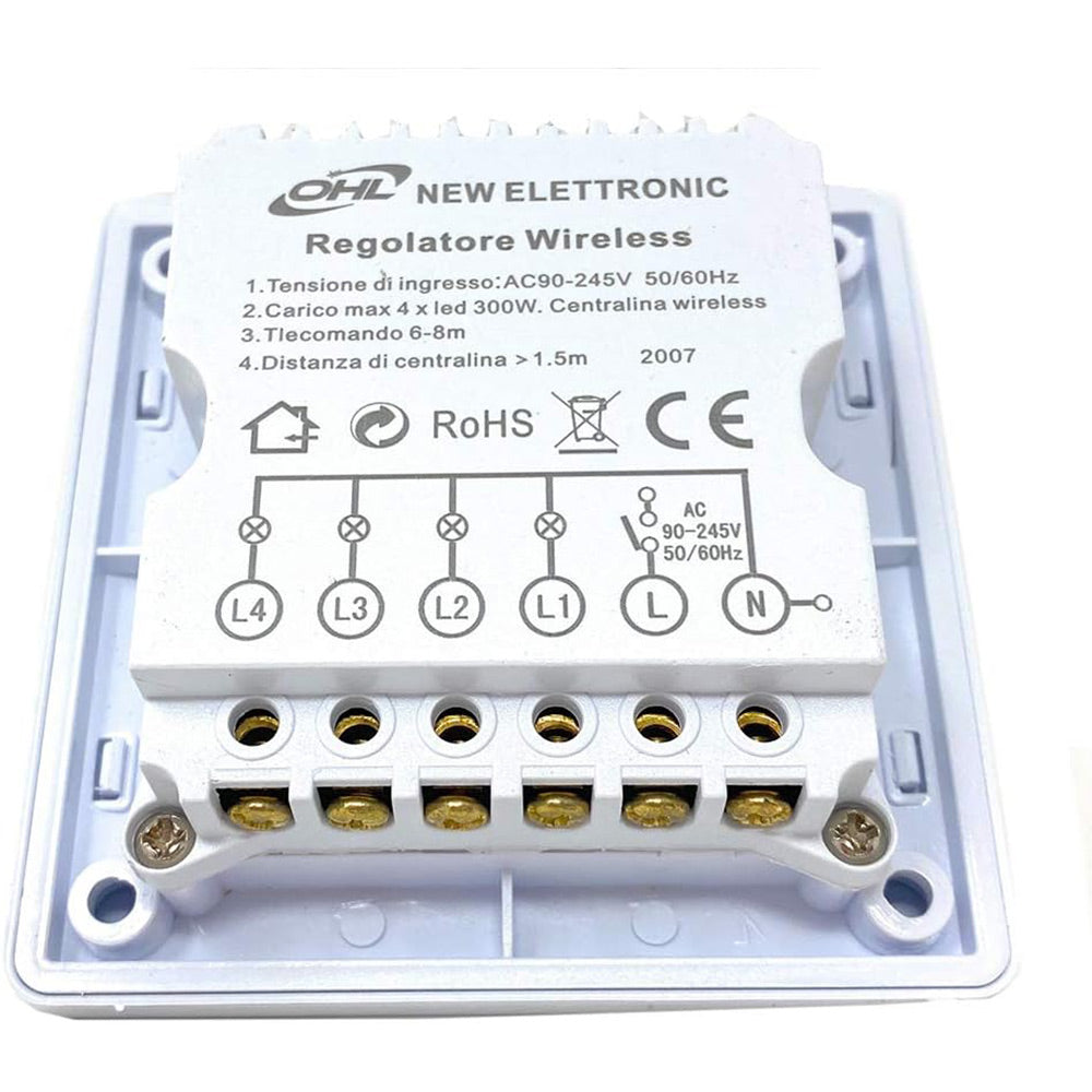 Interruttore luci con telecomando wireless controllo a distanza 4 canali centralina ad incasso switch illuminazione lampade led 220 volt - enzoled