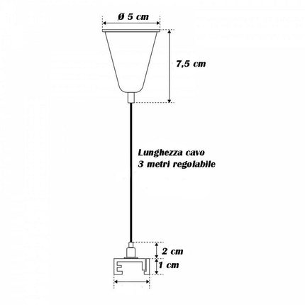 Kit di 2 pezzi per montaggio a sospensione dei binari track elettrificati monofase cavo da 3 metri regolabile - enzoled