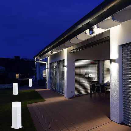 Lampione da giardino per esterno con sensore di movimento in alluminio attacco E27 lampada da terra lampioncino per vialetti IP44 - enzoled