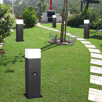 Lampione da giardino per esterno con sensore di movimento in alluminio attacco E27 lampada da terra lampioncino per vialetti IP44 - enzoled