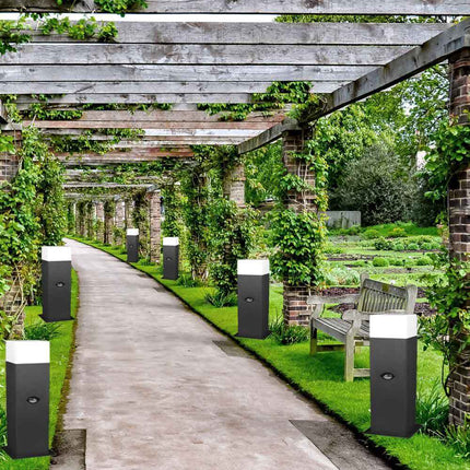 Lampione da giardino per esterno con sensore di movimento in alluminio attacco E27 lampada da terra lampioncino per vialetti IP44 - enzoled