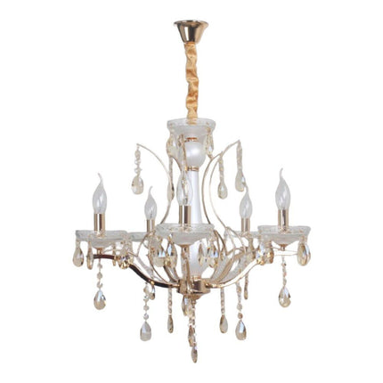 Lampadario da soffitto a3 5 e 8 bracci a sospensione bianco perlato e oro con cristalli pendenti retrò classico attacco e14 - enzoled