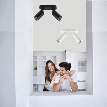 Applique plafoniera orientabile da soffitto o parete 2 diffusori lampada attacco GU10 per bagno soggiorno bianco o nero - enzoled