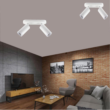 Applique plafoniera orientabile da soffitto o parete 2 diffusori lampada attacco GU10 per bagno soggiorno bianco o nero - enzoled