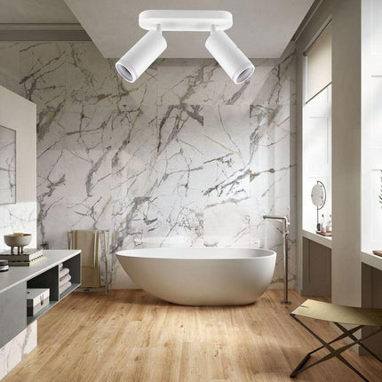 Applique plafoniera orientabile da soffitto o parete 2 diffusori lampada attacco GU10 per bagno soggiorno bianco o nero - enzoled