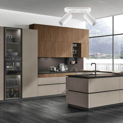 Applique plafoniera orientabile da soffitto o parete 2 diffusori lampada attacco GU10 per bagno soggiorno bianco o nero - enzoled