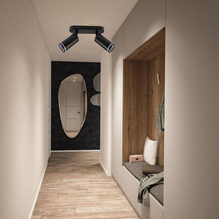 Applique plafoniera orientabile da soffitto o parete 2 diffusori lampada attacco GU10 per bagno soggiorno bianco o nero - enzoled