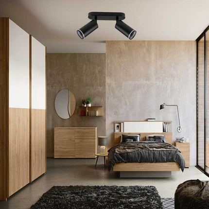 Applique plafoniera orientabile da soffitto o parete 2 diffusori lampada attacco GU10 per bagno soggiorno bianco o nero - enzoled