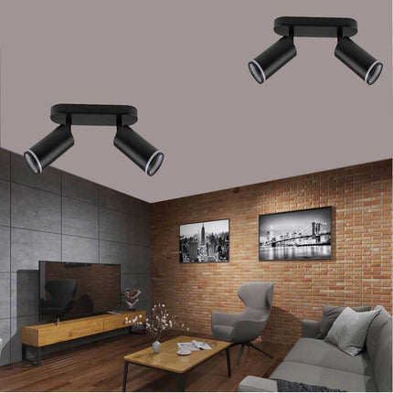 Applique plafoniera orientabile da soffitto o parete 2 diffusori lampada attacco GU10 per bagno soggiorno bianco o nero - enzoled