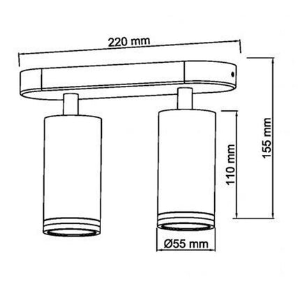 Applique plafoniera orientabile da soffitto o parete 2 diffusori lampada attacco GU10 per bagno soggiorno bianco o nero - enzoled