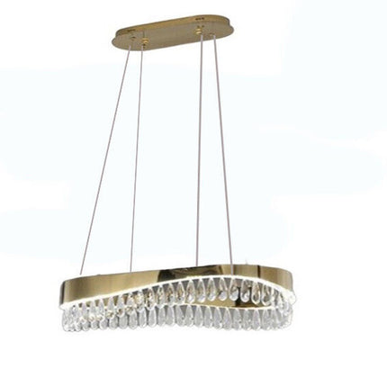 ampadario led a sospensione oro 35 watt con cristalli in acrilico contemporaneo luce bianca fredda 6500k - enzoled