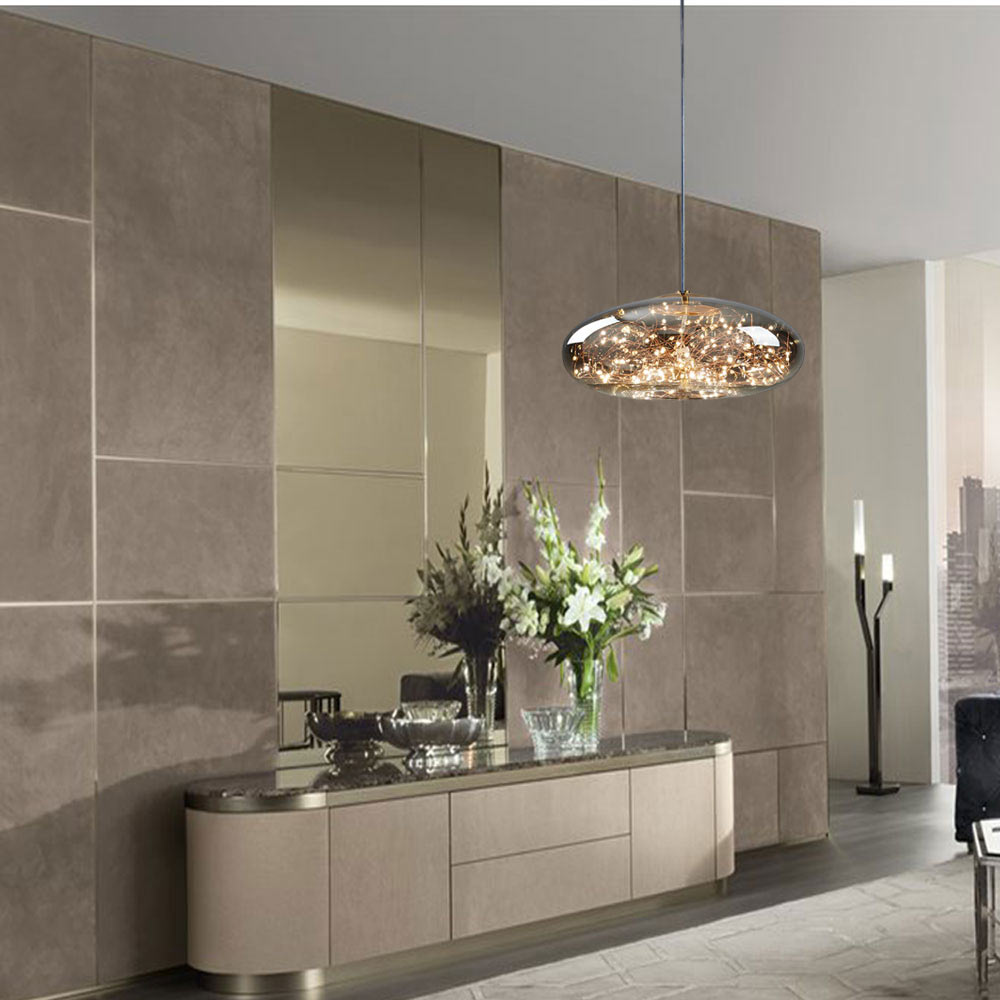 Lampadario a led a sospensione in vetro 10 watt lampada a cupola effetto cielo stellato a luce calda 3000k - enzoled