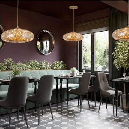 Lampadario a led a sospensione in vetro 10 watt lampada a cupola effetto cielo stellato a luce calda 3000k - enzoled