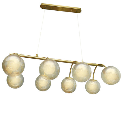 Lampadario a sospensione 8 sfere in vetro ambra lampada da soffitto in metallo attacco g9 - enzoled