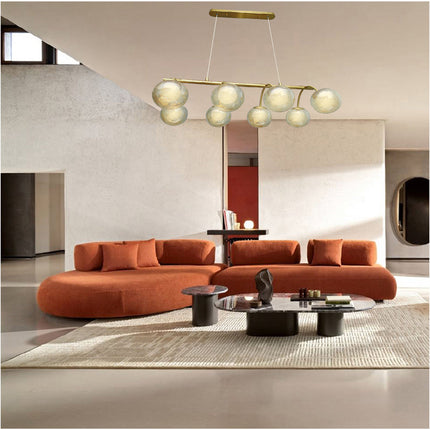 Lampadario a sospensione 8 sfere in vetro ambra lampada da soffitto in metallo attacco g9 - enzoled