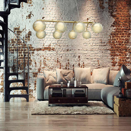 Lampadario a sospensione 8 sfere in vetro ambra lampada da soffitto in metallo attacco g9 - enzoled