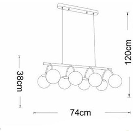 Lampadario a sospensione 8 sfere in vetro ambra lampada da soffitto in metallo attacco g9 - enzoled