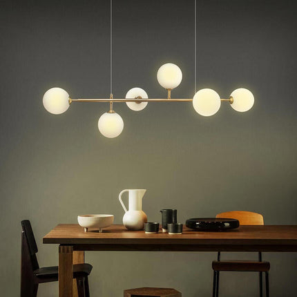 Lampadario a sospensione da soffitto con 6 sfere in vetro lampada decorativa bronzo per soggiorno cucina attacco g9 - enzoled