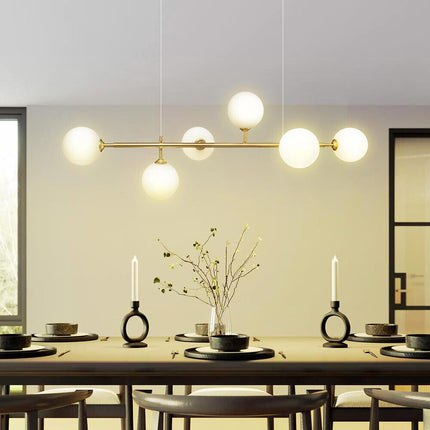 Lampadario a sospensione da soffitto con 6 sfere in vetro lampada decorativa bronzo per soggiorno cucina attacco g9 - enzoled