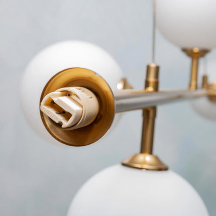 Lampadario a sospensione da soffitto con 6 sfere in vetro lampada decorativa bronzo per soggiorno cucina attacco g9 - enzoled