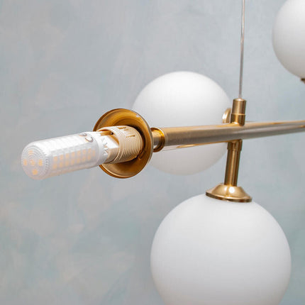 Lampadario a sospensione da soffitto con 6 sfere in vetro lampada decorativa bronzo per soggiorno cucina attacco g9 - enzoled