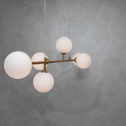 Lampadario a sospensione da soffitto con 6 sfere in vetro lampada decorativa bronzo per soggiorno cucina attacco g9 - enzoled