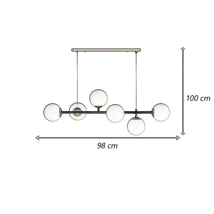 Lampadario a sospensione da soffitto con 6 sfere in vetro lampada decorativa bronzo per soggiorno cucina attacco g9 - enzoled