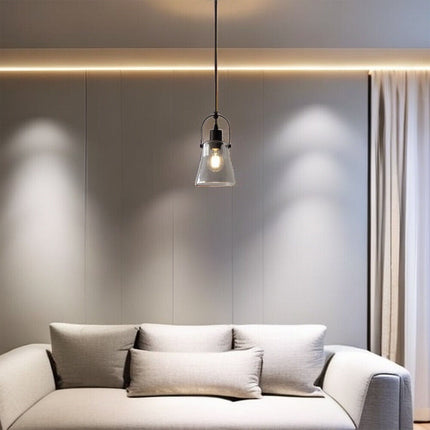 Lampadario a sospensione in metallo con paralume in vetro lampada moderna attacco E27 per cucina soggiorno - enzoled