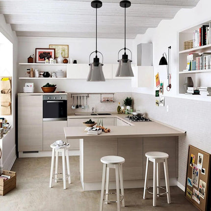 Lampadario a sospensione in metallo con paralume in vetro lampada moderna attacco E27 per cucina soggiorno - enzoled