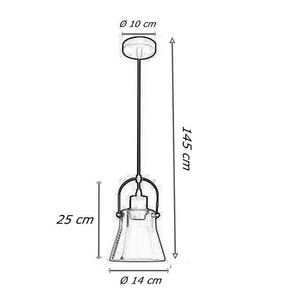 Lampadario a sospensione in metallo con paralume in vetro lampada moderna attacco E27 per cucina soggiorno - enzoled