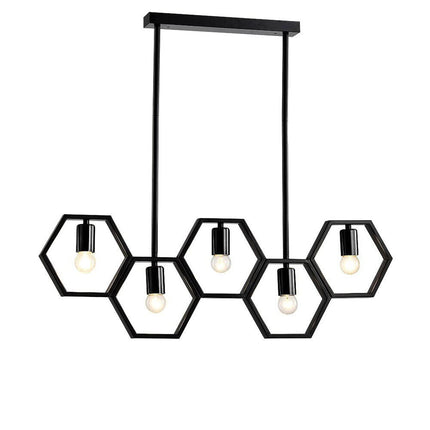 Lampadario a sospensione in metallo nero geometrico con esagoni lampada a soffitto per lampade attacco E27 - enzoled