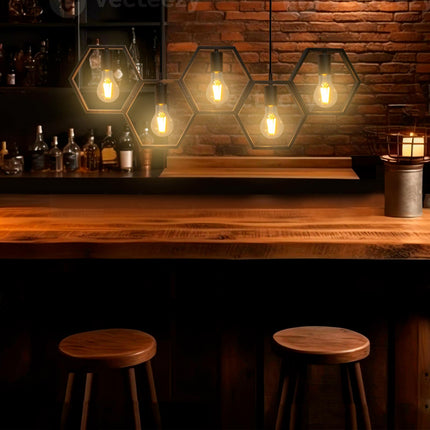 Lampadario a sospensione in metallo nero geometrico con esagoni lampada a soffitto per lampade attacco E27 - enzoled