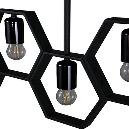 Lampadario a sospensione in metallo nero geometrico con esagoni lampada a soffitto per lampade attacco E27 - enzoled