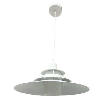 Lampadario a sospensione industriale E27 lampada pendente vintage bianco metallo e vetro cucina - enzoled