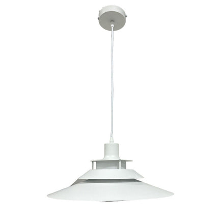 Lampadario a sospensione industriale E27 lampada pendente vintage bianco metallo e vetro cucina - enzoled