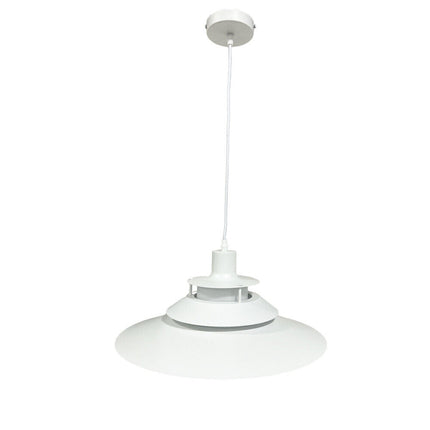 Lampadario a sospensione industriale E27 lampada pendente vintage bianco metallo e vetro cucina - enzoled