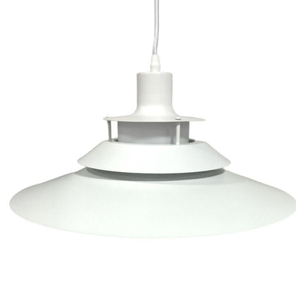 Lampadario a sospensione industriale E27 lampada pendente vintage bianco metallo e vetro cucina - enzoled