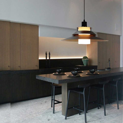 Lampadario a sospensione industriale E27 lampada pendente vintage nero metallo e vetro per interno cucina - enzoled