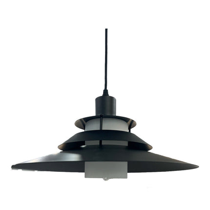 Lampadario a sospensione industriale E27 lampada pendente vintage nero metallo e vetro per interno cucina - enzoled