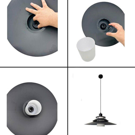 Lampadario a sospensione industriale E27 lampada pendente vintage nero metallo e vetro per interno cucina - enzoled