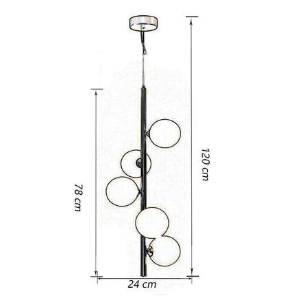Lampadario a sospensione minimalista bronzo con 5 sfere lampada da soffitto con stelo verticale per soggiorno open space - enzoled