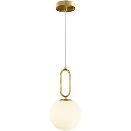 Lampadario a sospensione minimalista lampada per tavolo con ovale in metallo bronzo con sfera in vetro per cucina camera da letto G9 - enzoled