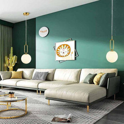 Lampadario a sospensione minimalista lampada per tavolo con ovale in metallo bronzo con sfera in vetro per cucina camera da letto G9 - enzoled