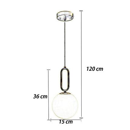 Lampadario a sospensione minimalista lampada per tavolo con ovale in metallo bronzo con sfera in vetro per cucina camera da letto G9 - enzoled